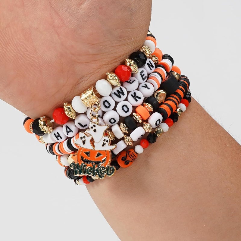 Lonext Halloween Bracelets Stackable Heishi Beaded Stretch Bracelets - Image 3